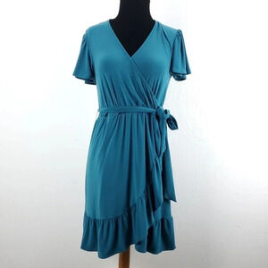 1. STATE Ruffle Hem Tiered Faux Wrap Dress